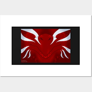 Red with White Stripes Dragon Mask Posters and Art